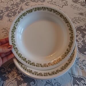 Set of 4 Vtg Corelle Pyrex Spring Blossom Flat Rim Soup Bowl Pasta Crazy Daisy